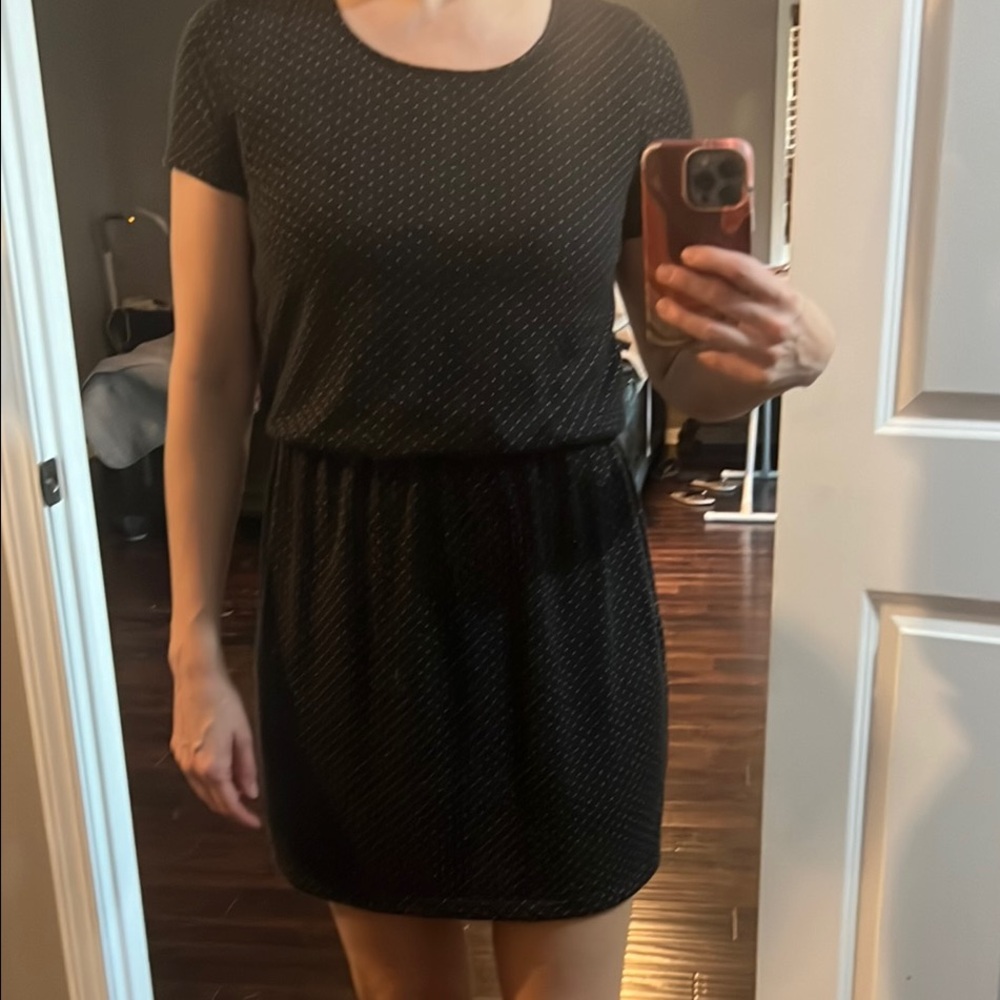 (3 for$24) City Triangles Black and Pink Short Sleeve Polka Dot Dress